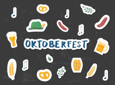 Oktoberfest etiket kompozisyon ayarlayın. Vektör çizim.