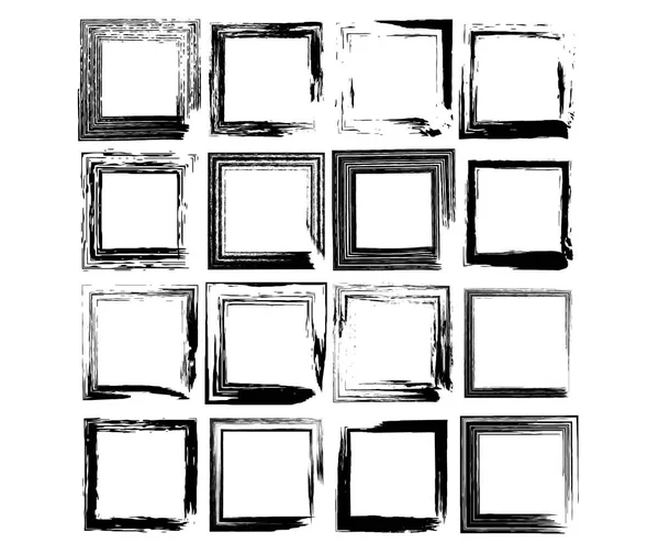 Conjunto de quadros grunge empy retângulo preto. Ilustração vetorial . — Vetor de Stock