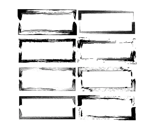 Ensemble de cadres grunge empy rectangle noir. Illustration vectorielle . — Image vectorielle