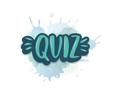 Quiz el yazısıyla yazılmış yazı kartı. Vektör çizim.