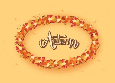 El yazısı Sonbahar dekorasyonu ile yazı. Vektör çizim.