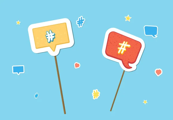 Set van Hashtag tekenen. Vectorillustratie. — Stockvector