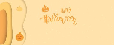 Mutlu Cadılar Bayramı şablon kağıt ile şekiller kestim. Vektör çizim.