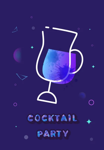 Modèle Bannière Cocktail Avec Verre Boisson Bannière Vacances Avec Décoration — Image vectorielle