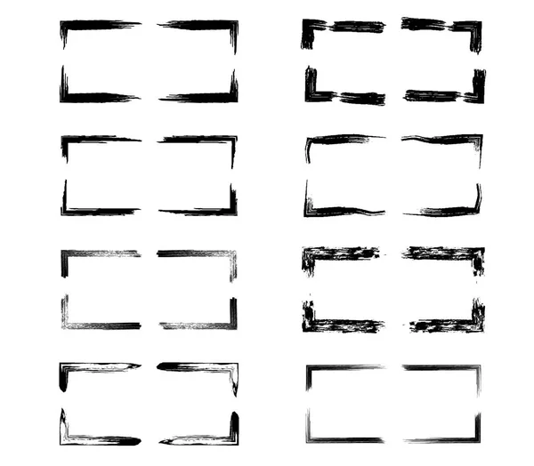 Uppsättning med svart rektangel empy grunge ramar. Vektorillustration. — Stock vektor