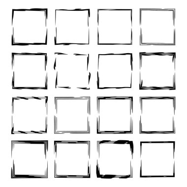 Siyah dikdörtgen empy grunge çerçeve kümesi. Vektör çizim. 