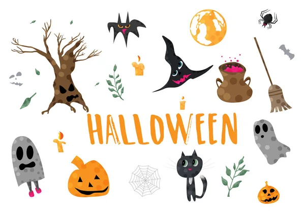 Boldog Halloween kreatív kézzel betűkkel összetétele. Vektoros illusztráció. — Stock Vector