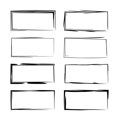 Siyah dikdörtgen empy grunge çerçeve kümesi. Vektör çizim. 
