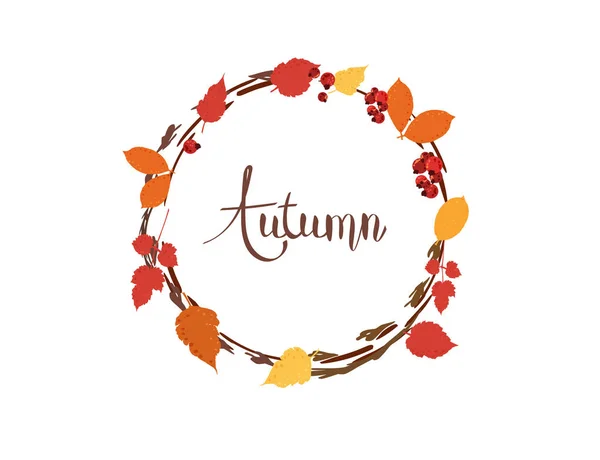 Lettrage manuscrit d'automne avec décoration. Illustration vectorielle . — Image vectorielle