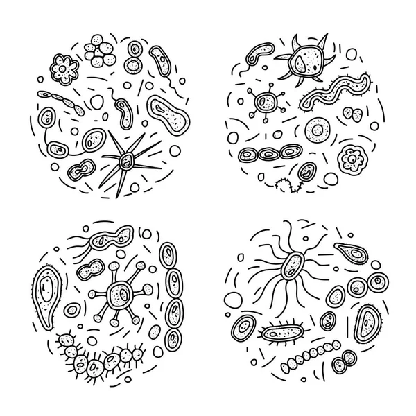 Las células bacterianas establecen la composición. Ilustración vectorial . — Vector de stock