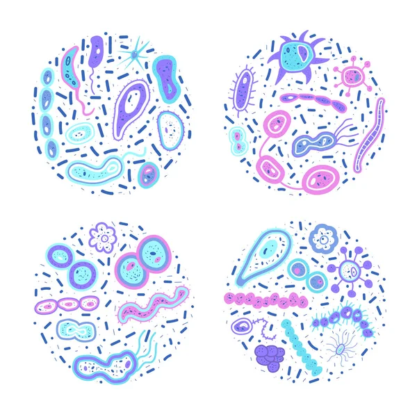 細菌の細胞は、構成を設定します。ベクトル図. — ストックベクタ