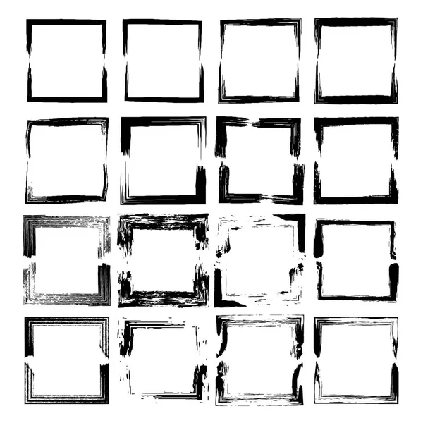 Ensemble de cadres grunge empy rectangle noir. Illustration vectorielle . — Image vectorielle