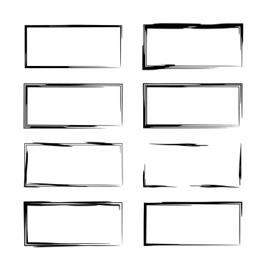 Siyah dikdörtgen empy grunge çerçeve kümesi. Vektör çizim. 