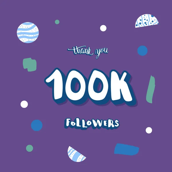 100k followers thank you. Vector social media template. — Stock Vector