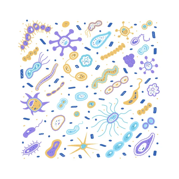 Bakterienzellen bestimmen die Zusammensetzung. Vektorillustration. — Stockvektor