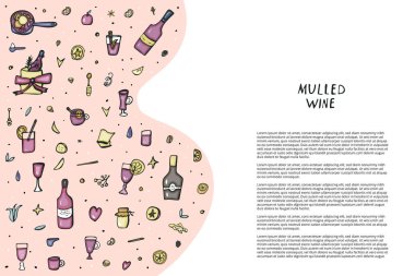 Vektör mulled şarap öğeleri ve nesneleri kümesi.