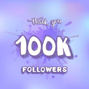 Vektör 100k takipçileri teşekkürler sosyal medya şablonu.