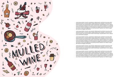 Vektör mulled şarap öğeleri ve nesneleri kümesi.