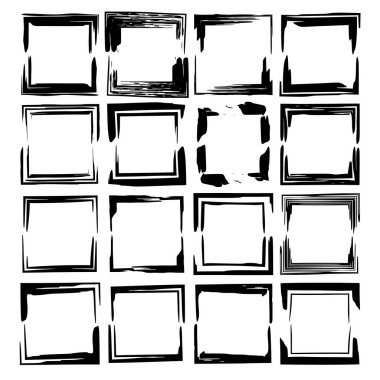 Set of black empy grunge frames.  Vector illustration.  clipart