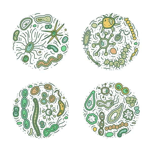 Conjuntos de células bacterianas. Ilustración vectorial . — Archivo Imágenes Vectoriales
