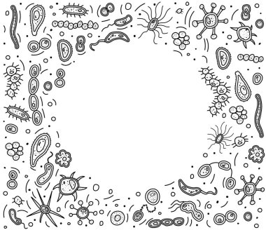 Bakteri hücreleri kompozisyon ayarlayın. Vektör çizim.