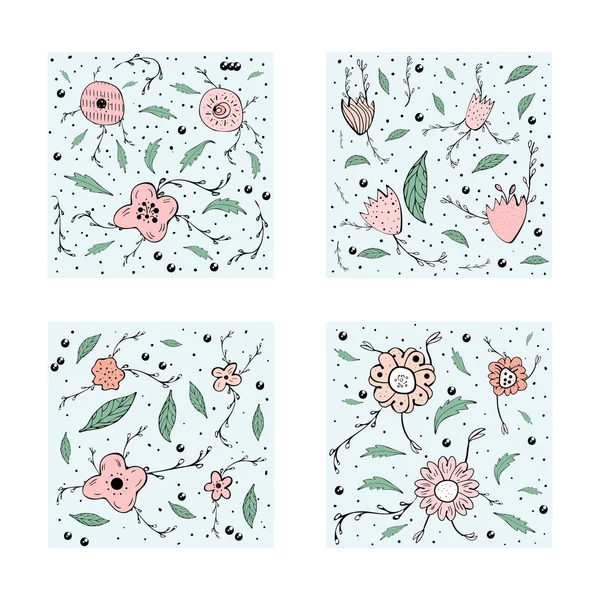 Composición de flores en estilo garabato. Ilustración vectorial . — Vector de stock
