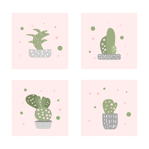 Ensemble de compositon vectoriel de cactus doodle . — Image vectorielle