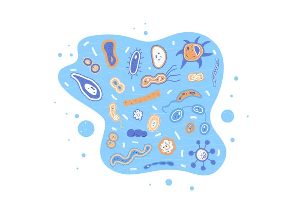As células bacterianas definem a composição. Ilustração vetorial . —  Vetores de Stock