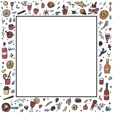 Vektör mulled şarap öğeleri ve nesneleri kümesi.