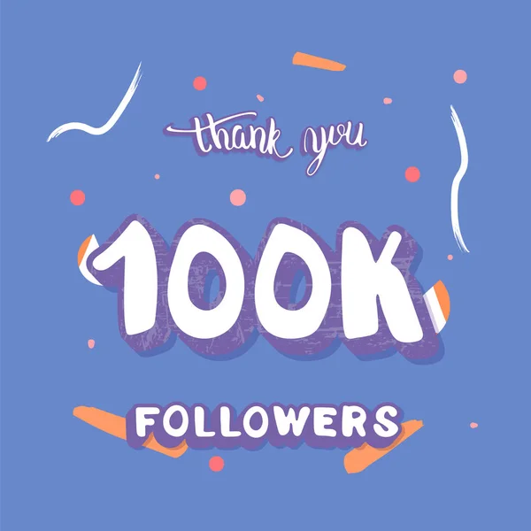 Modèle vectoriel de médias sociaux. 100k followers merci . — Image vectorielle