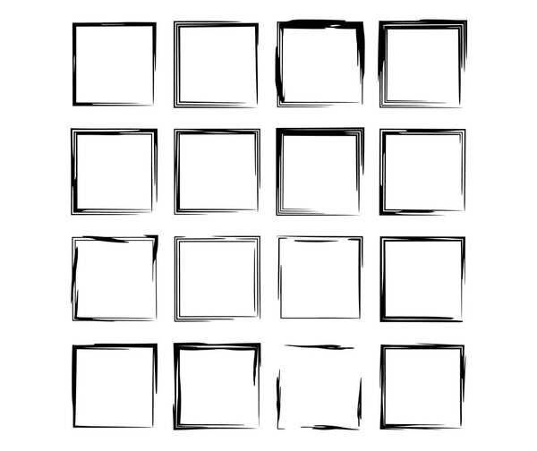 Set of black rectangle empy grunge frames.  Vector illustration. 