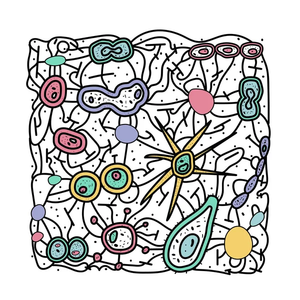 Bakteri hücreleri kompozisyon ayarlayın. Vektör çizim. — Stok Vektör