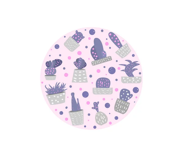 Conjunto de diseño de vectores de cactus doodle . — Vector de stock