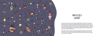 Vektör mulled şarap öğeleri ve nesneleri kümesi.