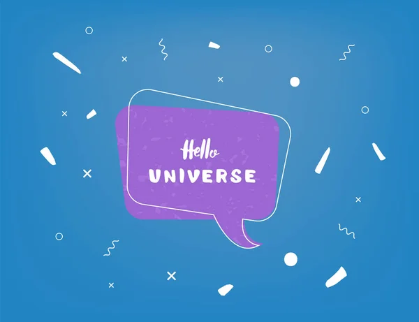 Référence vectorielle de Hello Universe avec décoration . — Image vectorielle