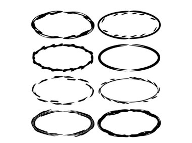 Siyah oval empy grunge çerçeve kümesi. Vektör çizim. 