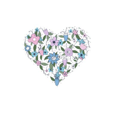 Çiçekler doodle tarzı kompozisyon vektör. 