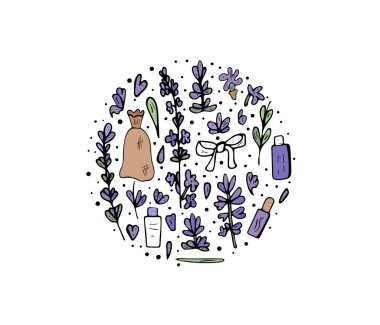 Lavanta kompozisyon doodle tarzda ayarla..