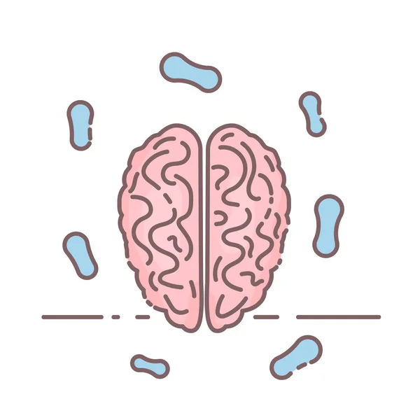 Salud mental. Cerebro humano. Ilustración vectorial . — Vector de stock