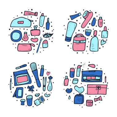 Kozmetik ürünler kümesi. Güzellik araçlar koleksiyonu.