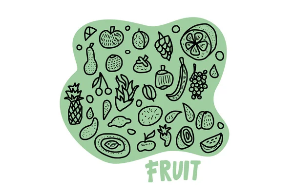 Concetto vettore di frutta in stile doodle . — Vettoriale Stock