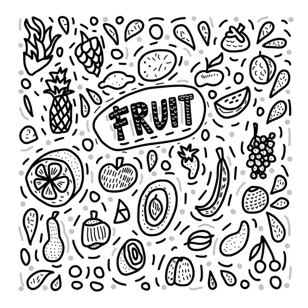 Fruit vector concept in doodle style. — Stock Vector