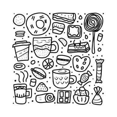 Tatlı vektör öğeleri doodle tarzda ayarla.. 