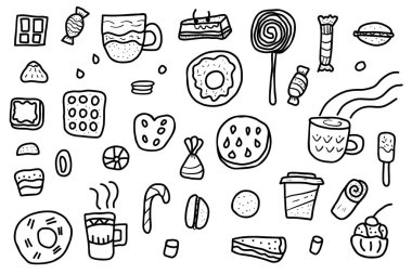 Tatlı vektör öğeleri doodle tarzda ayarla.. 