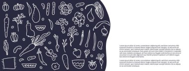 Vektör sebze dizi doodle kompozisyon.