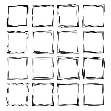 Siyah dikdörtgen empy grunge çerçeve kümesi. Vektör çizim. 