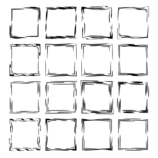 Siyah dikdörtgen empy grunge çerçeve kümesi. Vektör çizim. 