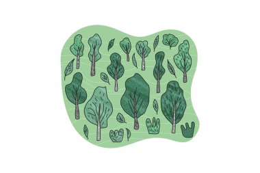 Ağaç ve çalı kümesi için sosyal medya tasarım vektör.