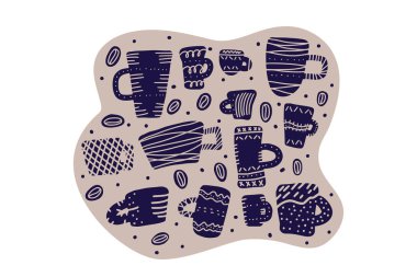 Kupalar dekorasyonu ile kümesi. Vektör çizim.