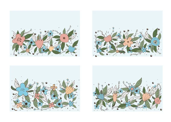 Flores composición vectorial en estilo doodle . — Vector de stock